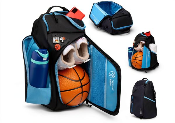 Defiant Mind Youth Basketball Backpack Black and Blue-0