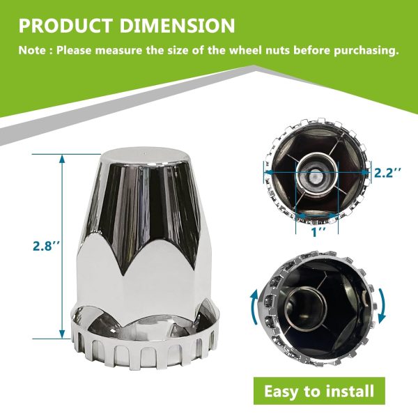 HTX1 Lug Nut Covers for Semi Trucks Chrome ABS Material-5