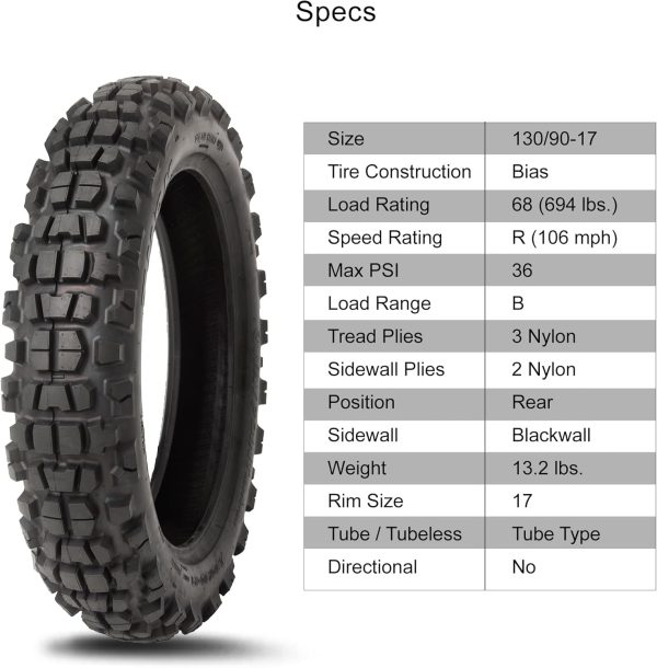 TUSK Off-Road Motorcycle Tires 130/90-17-8