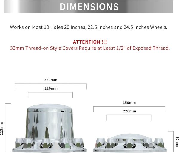 Flycle Lug Nut Covers Chrome MultiCoated Axle Set-3