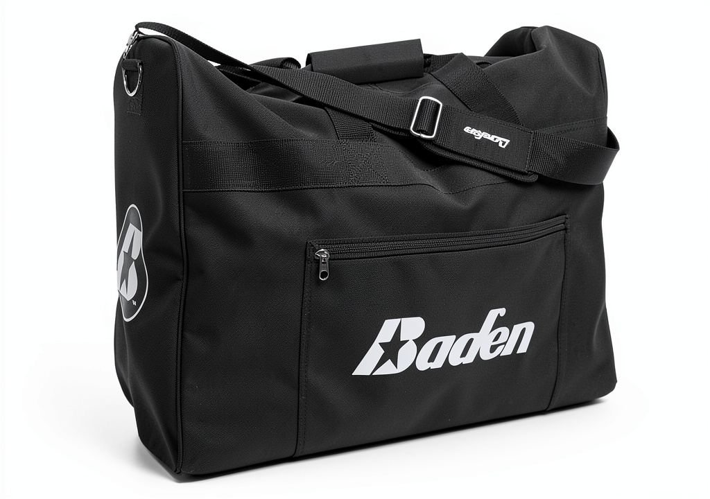 Baden Game Day Ball Bag 600 denier polyester Sports bag loaded with basketballs and footballs on a gym bench