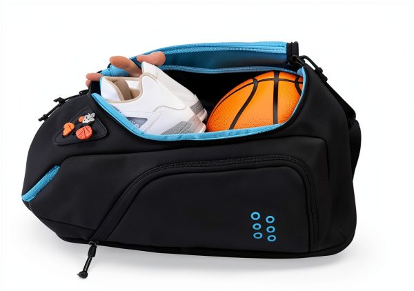 Defiant Mind Youth Basketball Backpack Black and Blue-3