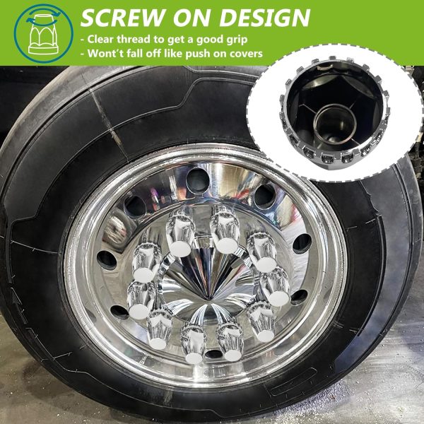HTX1 Lug Nut Covers for Semi Trucks Chrome ABS Material-3