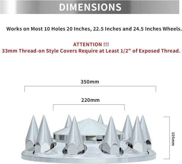 Flycle Lug Nut Covers Chrome MultiCoated Axle Set-3