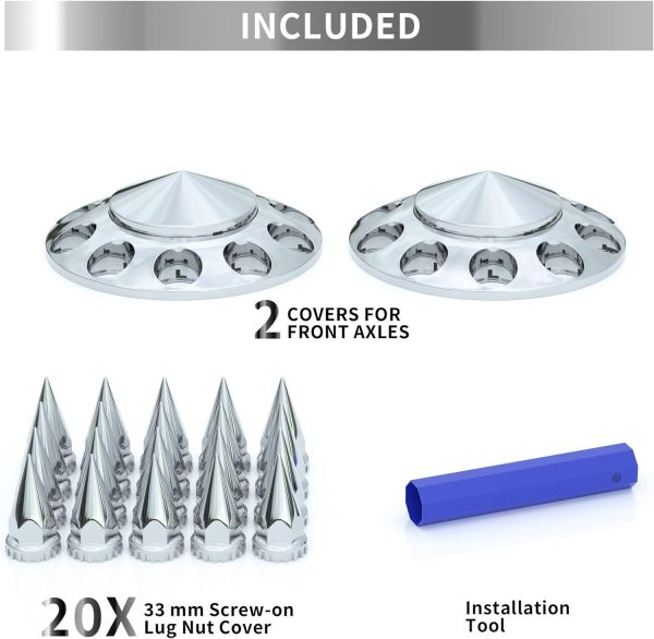 Flycle Lug Nut Covers Chrome MultiCoated Axle Set-4