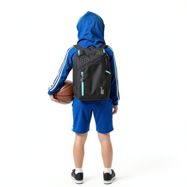 Defiant Mind Youth Basketball Backpack Black and Blue-4