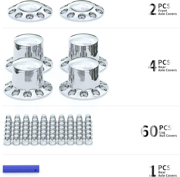 Flycle Lug Nut Covers Chrome MultiCoated Axle Set-4