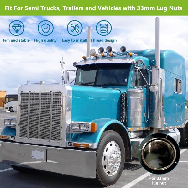 HTX1 Lug Nut Covers for Semi Trucks Chrome ABS Material-1