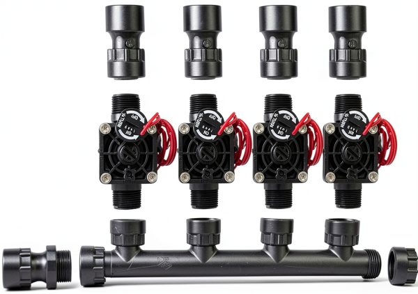 Hunter PGV101-MM 4 Zone Dura Manifold Valve Kit with Flow Control Slip-0